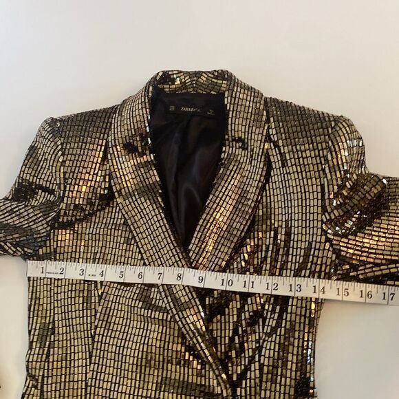 Zara Gold Metallic Sequin Blazer Dress XS - Picture 11 of 16